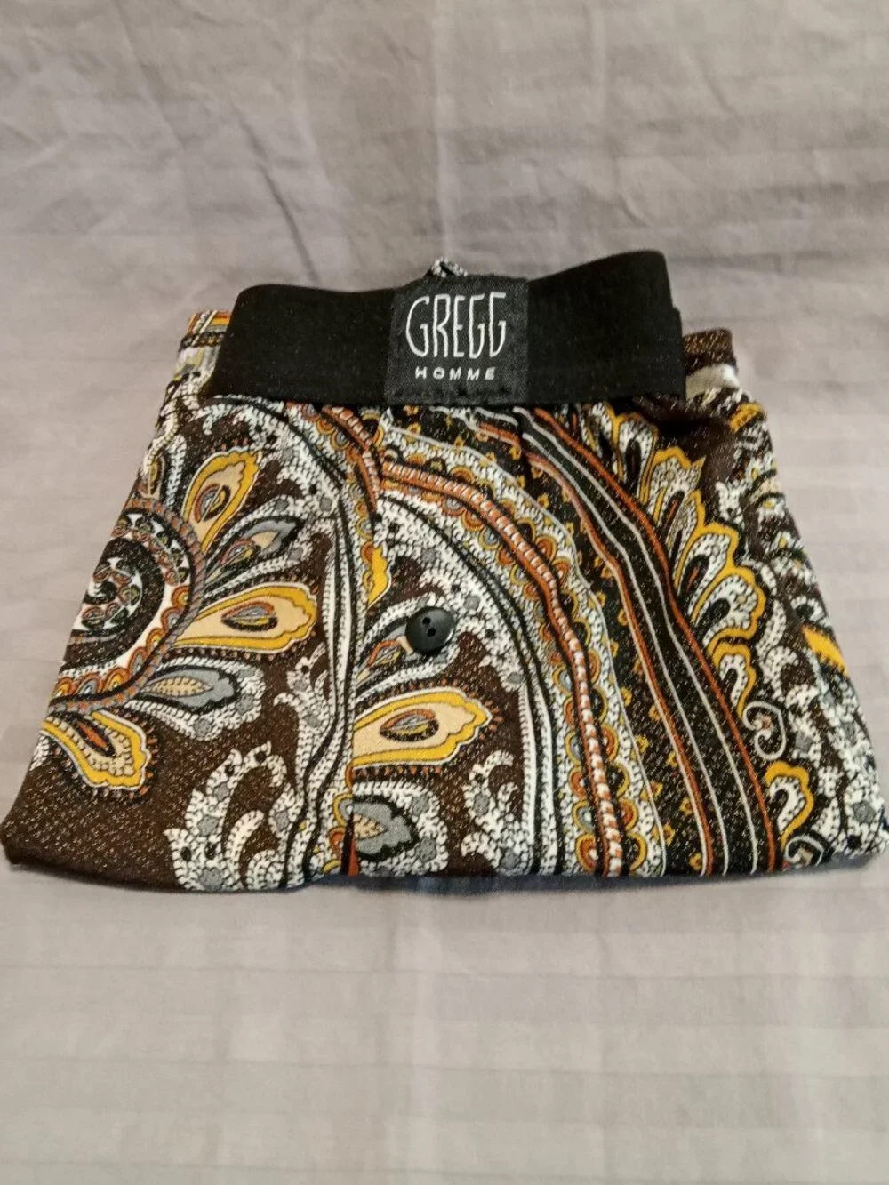 Men's Gregg Homme Brown & Gold Paisley Boxers with Black Waistband